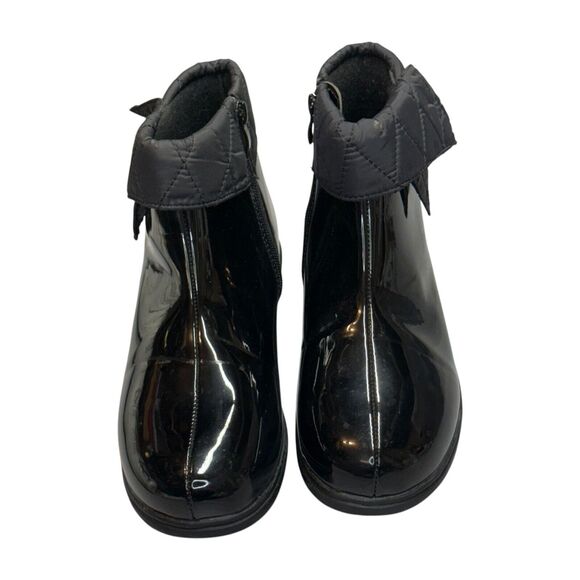 Appleseed's Womens 8M Bootie Shoes Black Patent Leather Quilted Side Zip Boots - Picture 1 of 7